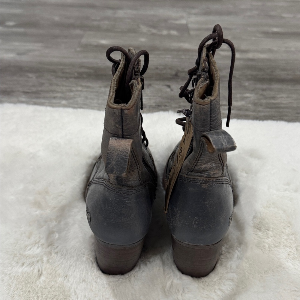 BED|STU Distressed Gray Leather Heeled Boots - Picture 10 of 13